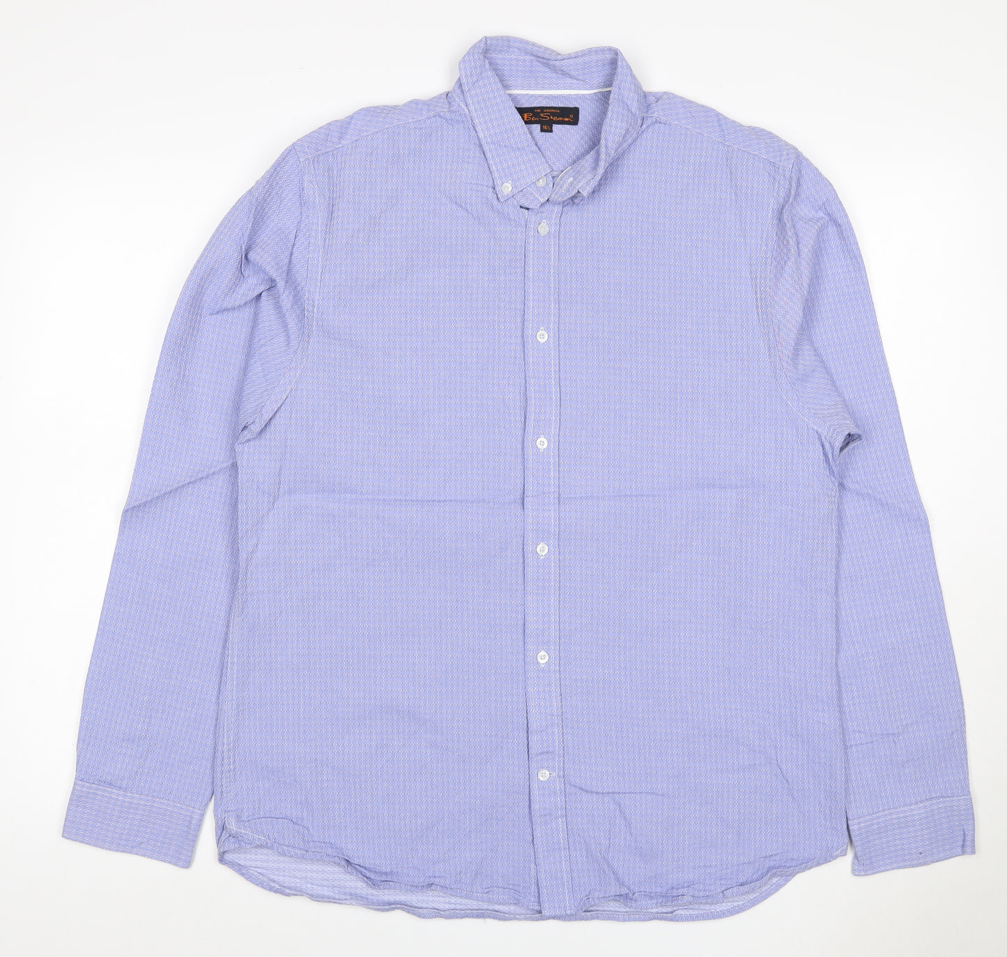 Ben Sherman Men’s Blue 16.5 Button-Down Long Sleeve Cotton Shirt