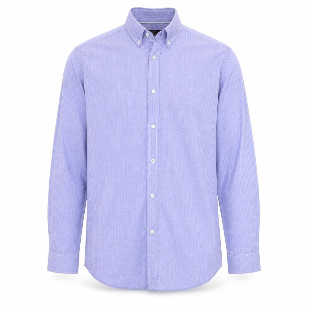 Front view of Ben Sherman Men’s Blue 16.5 Button-Down Long Sleeve Cotton Shirt