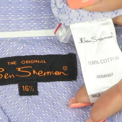 Ben Sherman Men’s Blue 16.5 Button-Down Long Sleeve Cotton Shirt