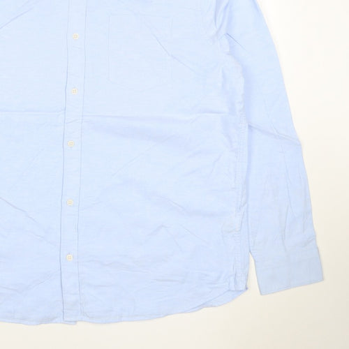 Marks & Spencer Men Blue XL Regular Fit Button-Down Long Sleeve Shirt