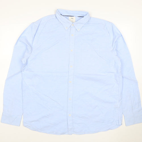 Marks & Spencer Men Blue XL Regular Fit Button-Down Long Sleeve Shirt