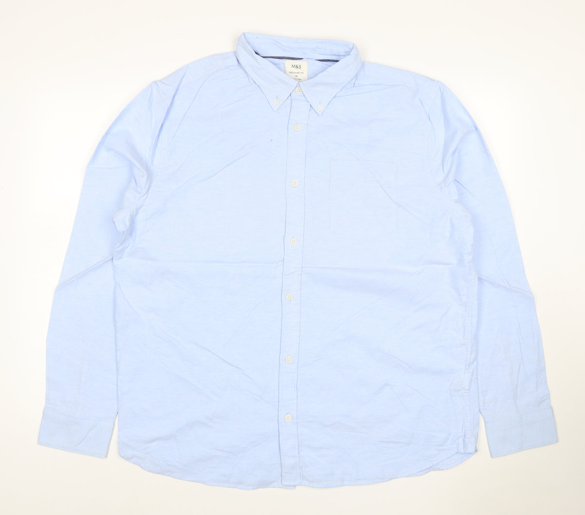 Marks & Spencer Men Blue XL Regular Fit Button-Down Long Sleeve Shirt