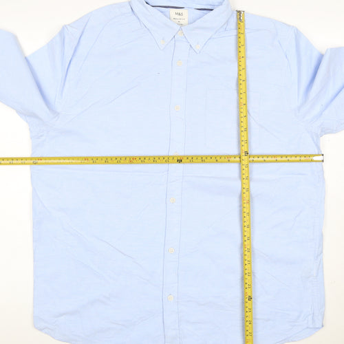 Marks & Spencer Men Blue XL Regular Fit Button-Down Long Sleeve Shirt