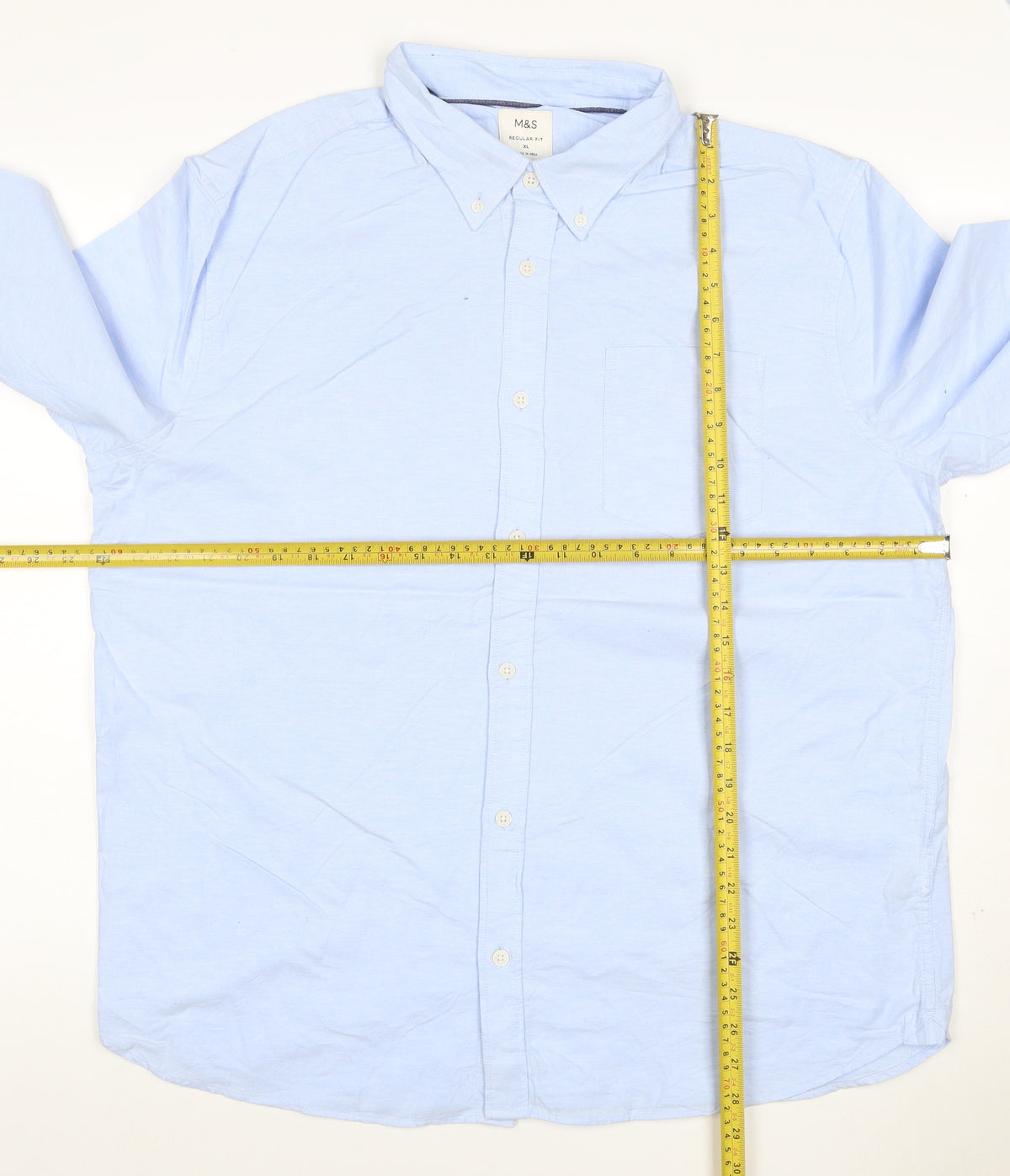 Marks & Spencer Men Blue XL Regular Fit Button-Down Long Sleeve Shirt