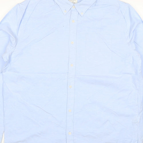 Marks & Spencer Men Blue XL Regular Fit Button-Down Long Sleeve Shirt
