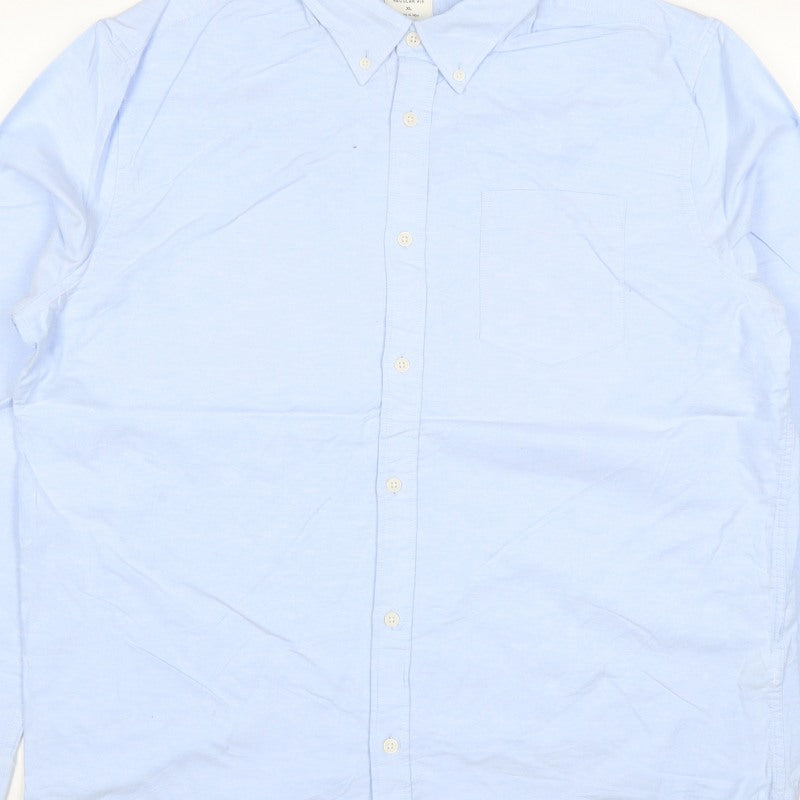 Marks & Spencer Men Blue XL Regular Fit Button-Down Long Sleeve Shirt
