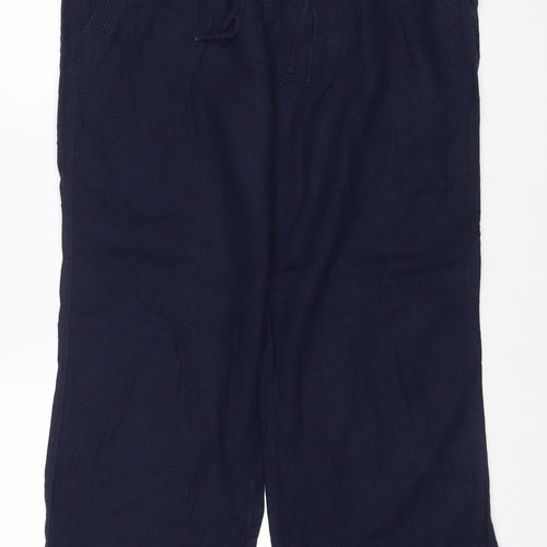 Next Women’s Blue Linen Viscose Drawstring Trousers UK 14 Pockets