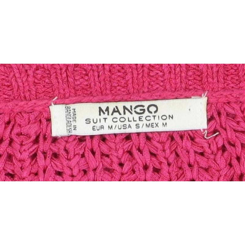 Mango Women’s Pink Size S V-Neck Open Knit Pullover Jumper