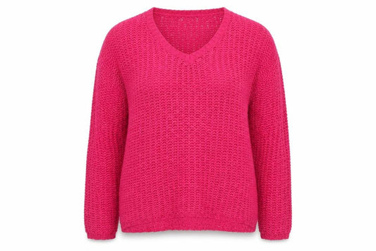 Mango Women’s Pink Size S V-Neck Open Knit Pullover Jumper