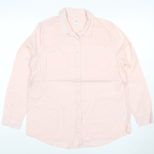 John Lewis Women Pink UK 12 Cotton Collared Button-Up Shirt Pockets