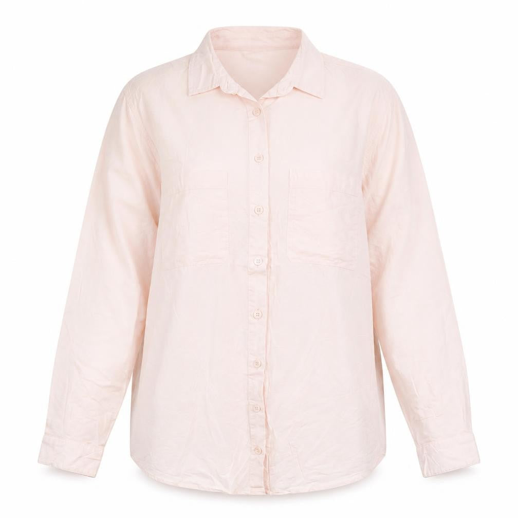 John Lewis Women Pink UK 12 Cotton Collared Button-Up Shirt Pockets