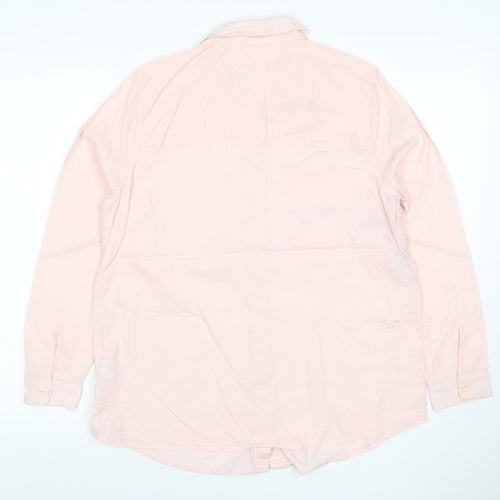 John Lewis Women Pink UK 12 Cotton Collared Button-Up Shirt Pockets