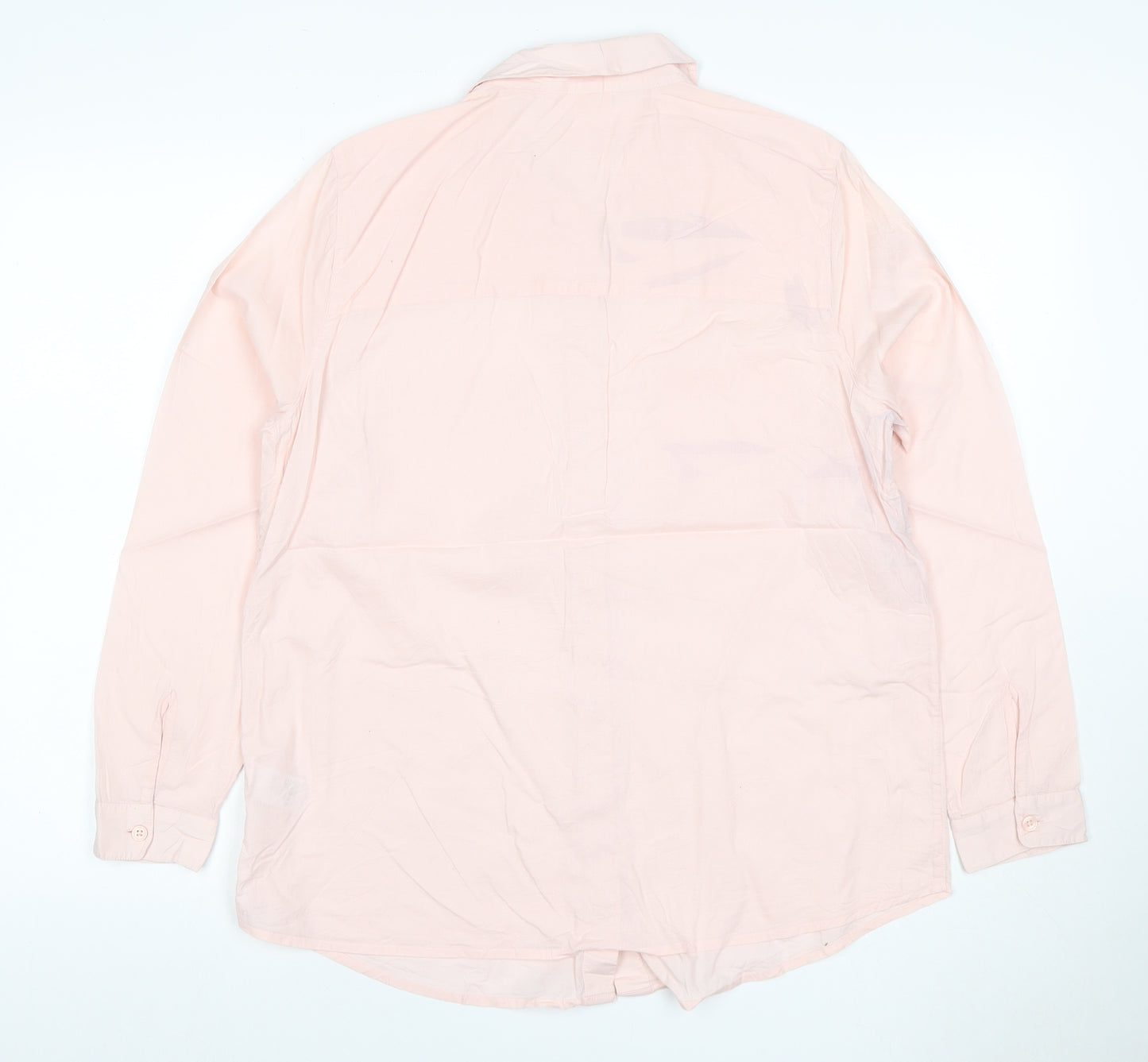 John Lewis Women Pink UK 12 Cotton Collared Button-Up Shirt Pockets