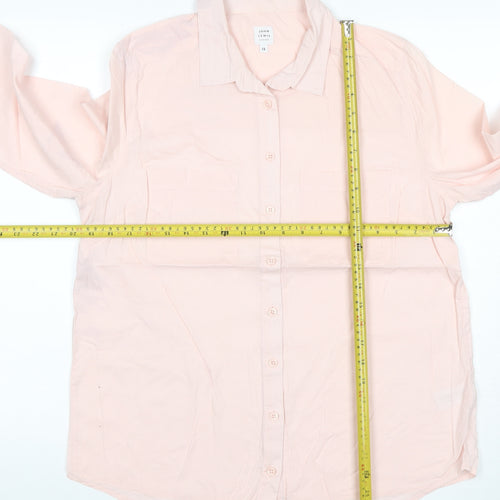 John Lewis Women Pink UK 12 Cotton Collared Button-Up Shirt Pockets