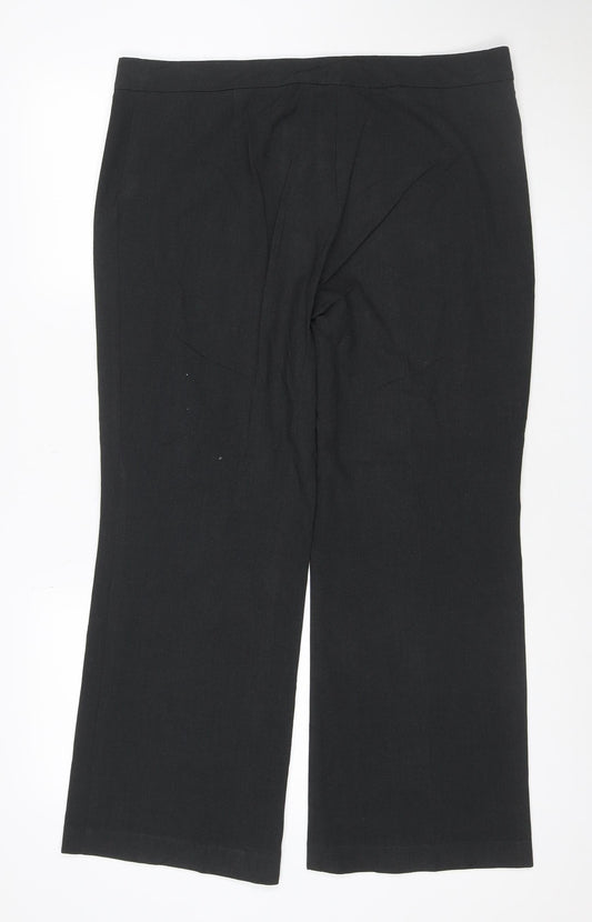 Marks and Spencer Women Black UK 16 Short Straight Leg Work Trousers