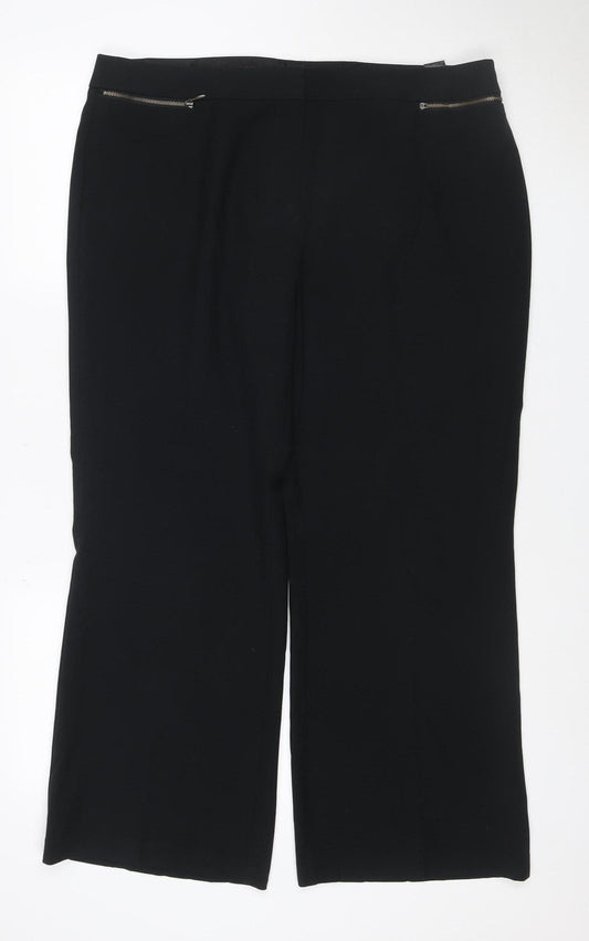 Marks & Spencer Women Black Size 16 Short Stretch Zip Pocket Trousers