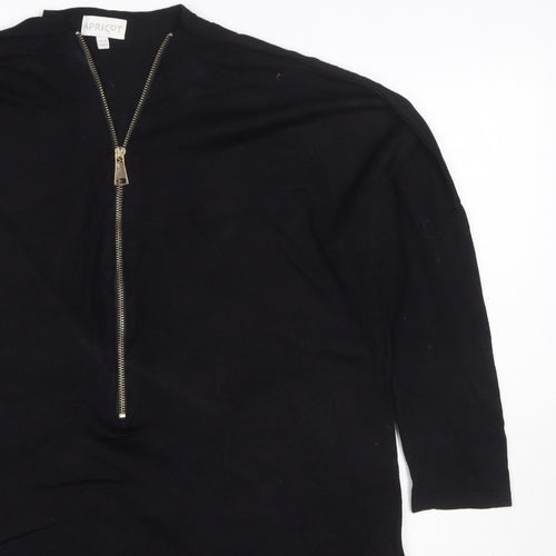 Apricot Women's Black Size 10 Long Sleeve Half Zip Tunic Top