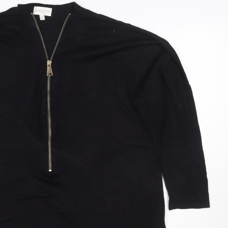 Apricot Women's Black Size 10 Long Sleeve Half Zip Tunic Top