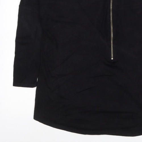 Apricot Women's Black Size 10 Long Sleeve Half Zip Tunic Top