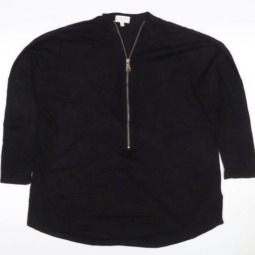 Apricot Women's Black Size 10 Long Sleeve Half Zip Tunic Top