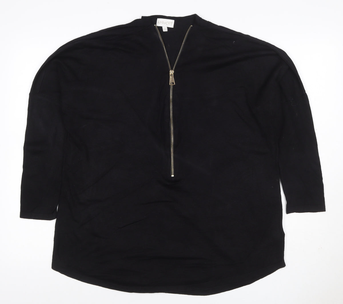 Apricot Women's Black Size 10 Long Sleeve Half Zip Tunic Top