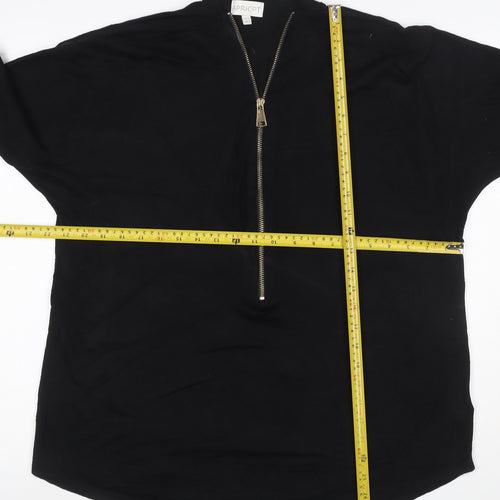 Apricot Women's Black Size 10 Long Sleeve Half Zip Tunic Top