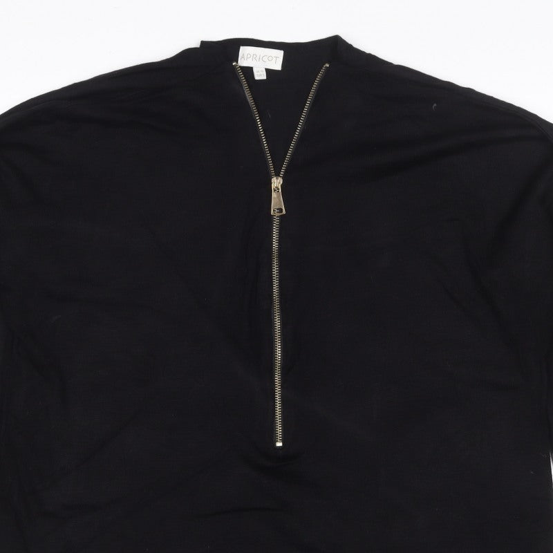 Apricot Women's Black Size 10 Long Sleeve Half Zip Tunic Top