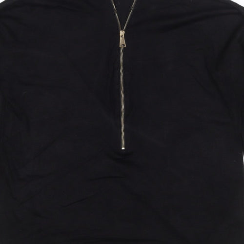 Apricot Women's Black Size 10 Long Sleeve Half Zip Tunic Top