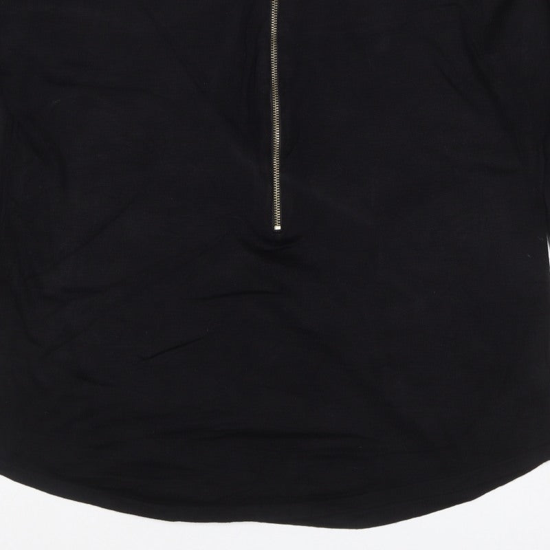 Apricot Women's Black Size 10 Long Sleeve Half Zip Tunic Top
