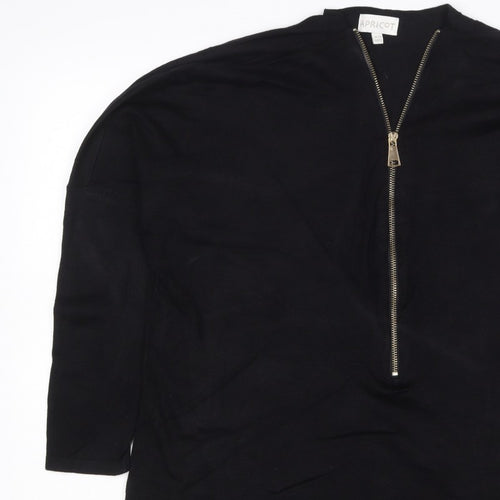 Apricot Women's Black Size 10 Long Sleeve Half Zip Tunic Top
