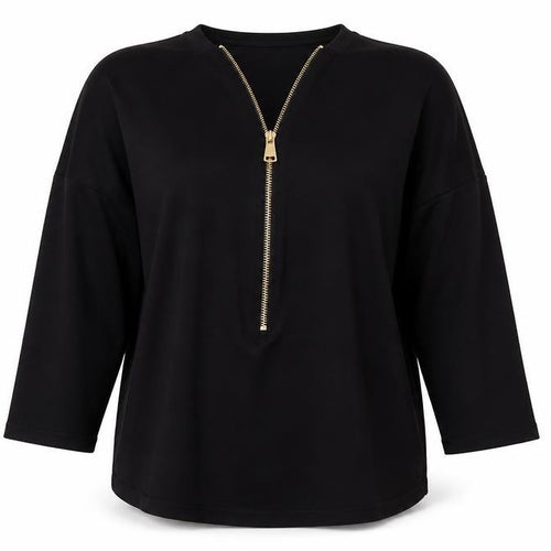 Apricot Women's Black Size 10 Long Sleeve Half Zip Tunic Top