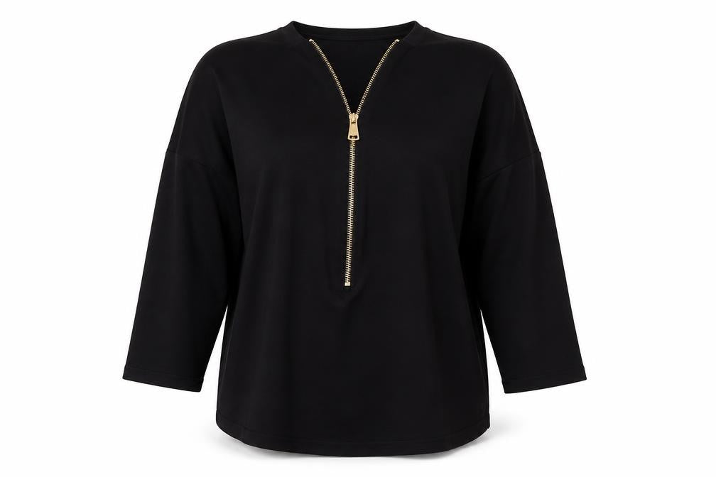 Apricot Women's Black Size 10 Long Sleeve Half Zip Tunic Top