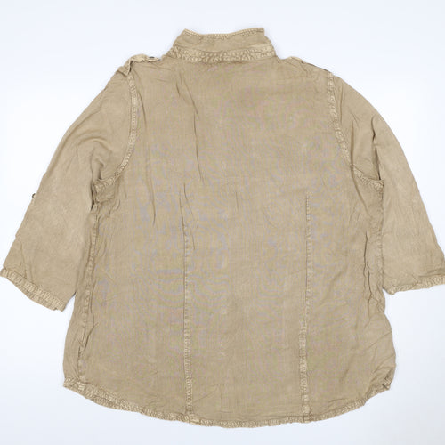 Kass Women’s Beige Size 18 Viscose Roll Tab Tunic Shirt