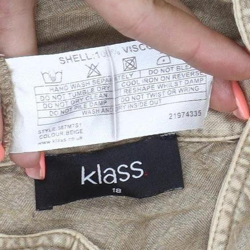 Kass Women’s Beige Size 18 Viscose Roll Tab Tunic Shirt