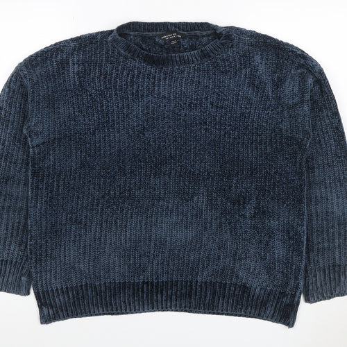 Dorothy Perkins Women Blue UK 10 Chunky Knit Crew Neck Jumper