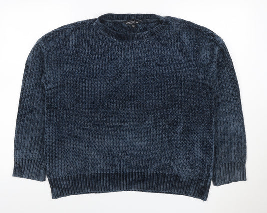 Dorothy Perkins Women Blue UK 10 Chunky Knit Crew Neck Jumper