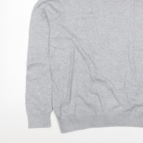 Uniqlo Men Grey L Crew Neck Tight-Knit Pullover Jumper