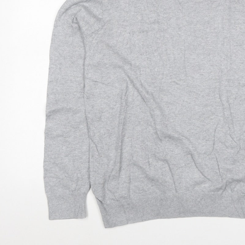 Uniqlo Men Grey L Crew Neck Tight-Knit Pullover Jumper