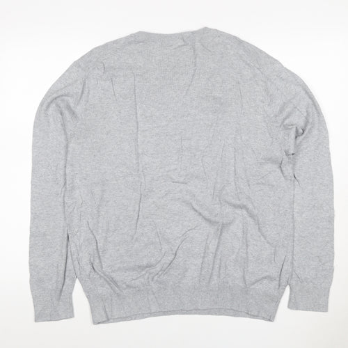 Uniqlo Men Grey L Crew Neck Tight-Knit Pullover Jumper