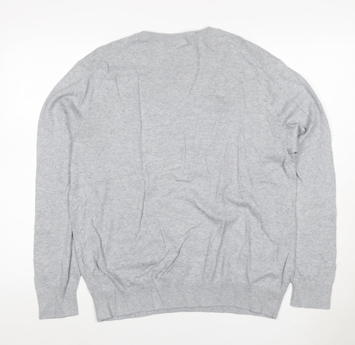 Uniqlo Men Grey L Crew Neck Tight-Knit Pullover Jumper
