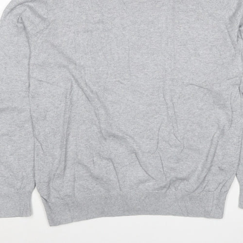 Uniqlo Men Grey L Crew Neck Tight-Knit Pullover Jumper