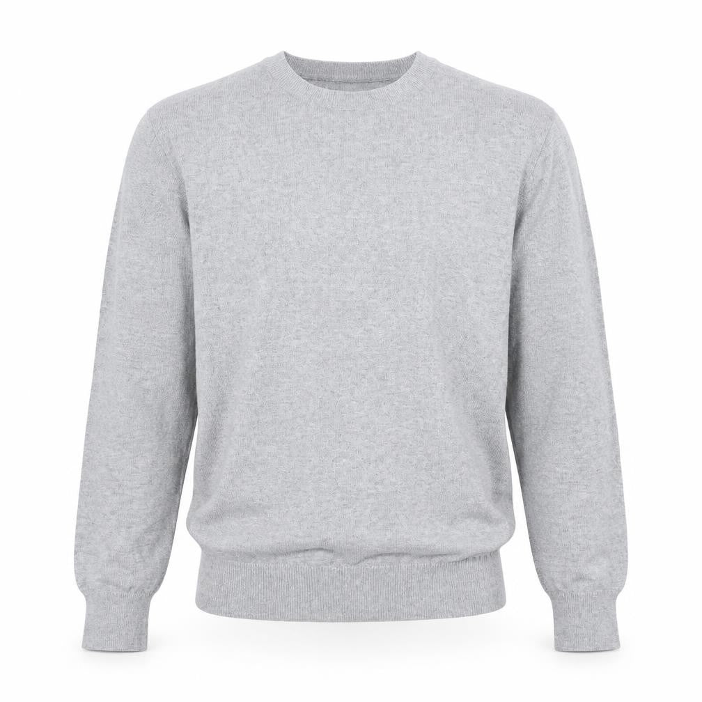 Uniqlo Men Grey L Crew Neck Tight-Knit Pullover Jumper