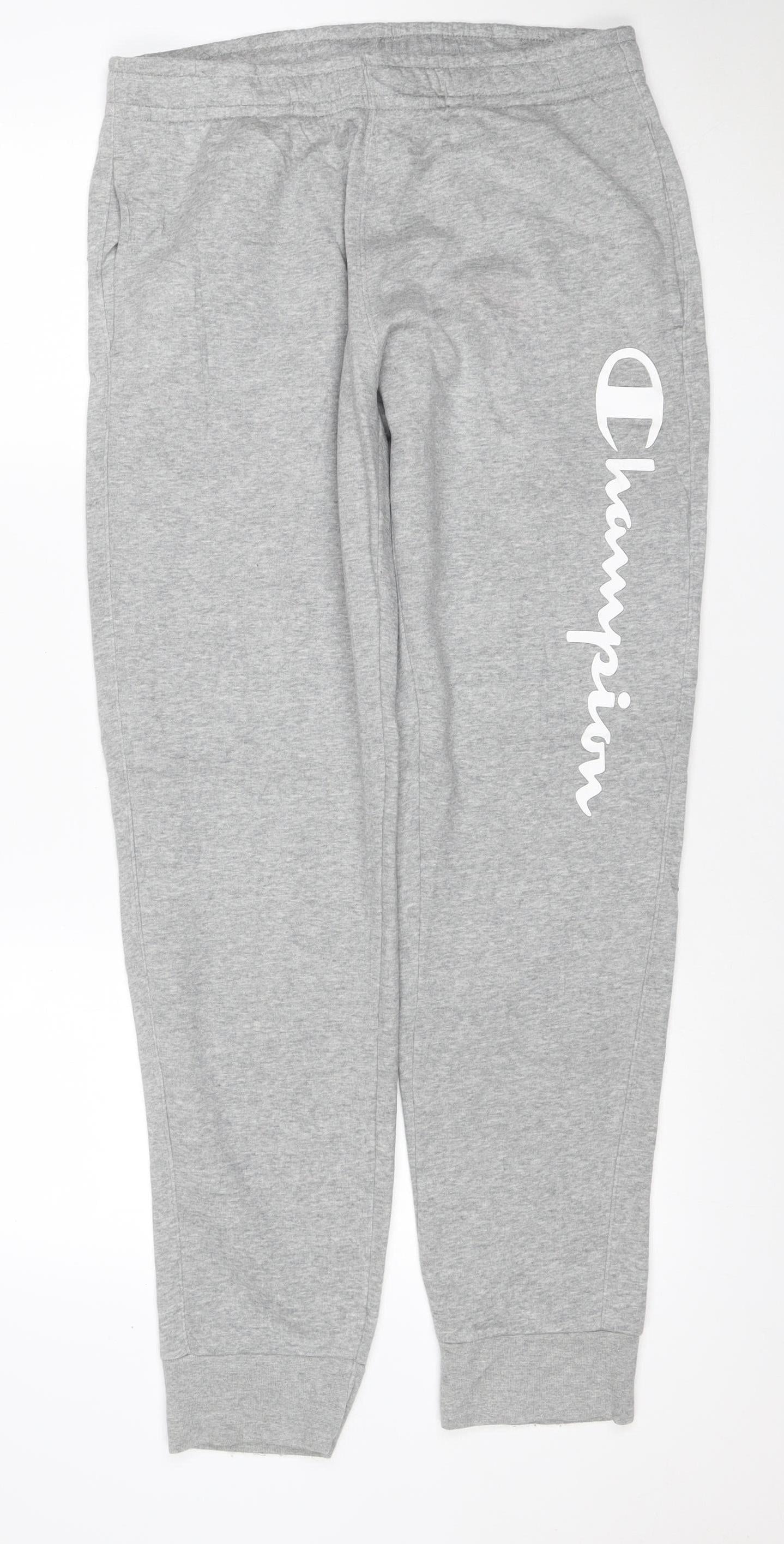 Champion Men’s Grey Medium Jogger Sweatpants Cotton Blend Logo