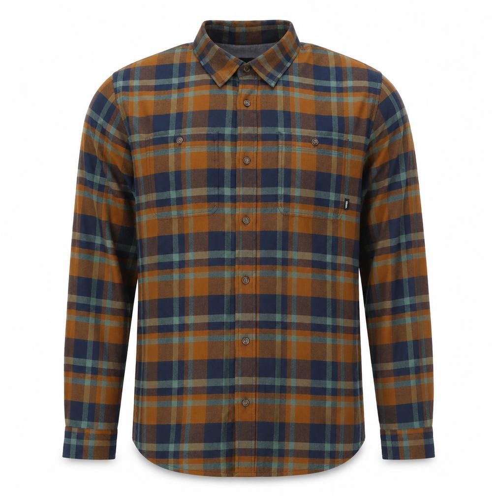 Front view of Vans Men’s XL Tailored Fit Multicolour Plaid Cotton Button-Up Shirt