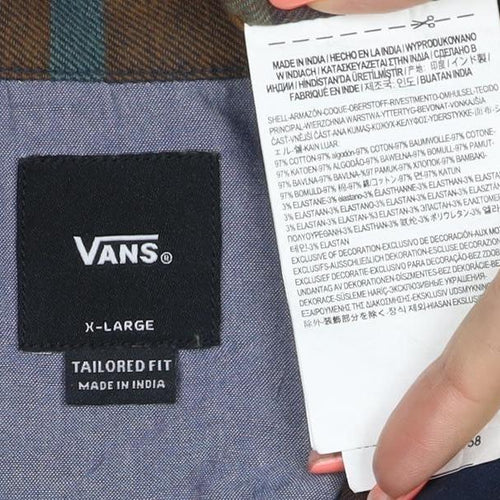 Vans Men’s XL Tailored Fit Multicolour Plaid Cotton Button-Up Shirt