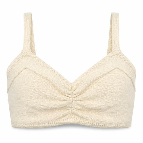 Zara Women Ivory S Cropped Knit V-Neck Spaghetti Strap Tank Top