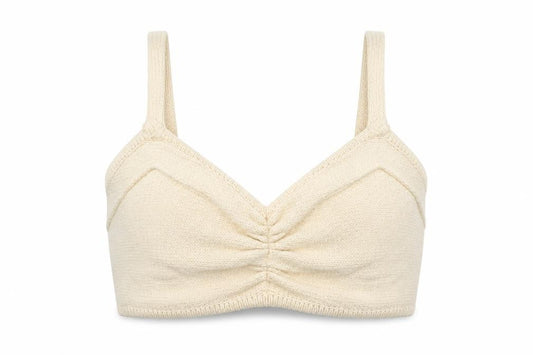 Front view of Zara Women Ivory S Cropped Knit V-Neck Spaghetti Strap Tank Top