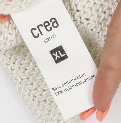 Crea Concept Women Ivory XL Open Knit V-Neck Cardigan