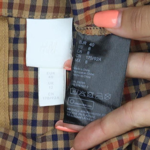 H&M Women’s Brown Check Long Sleeve Sheath Dress UK 12