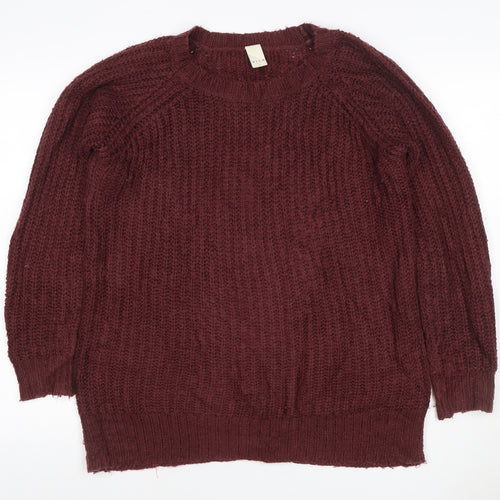 Vila Women Brown Size S Cable-Knit Raglan Crew Neck Pullover Jumper